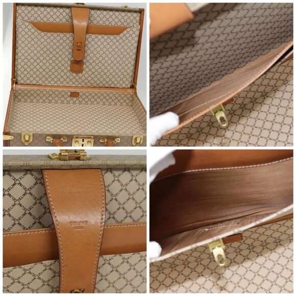 CELINE Macadam Canvas Attache Case Beige Brown Gold Auth 88818 - Picture 15 of 16